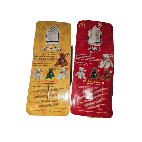 Ty Teenie Beanie Babies Glory Erin Britannia Maple Complete Set Plus Sealed - Picture 5 of 7